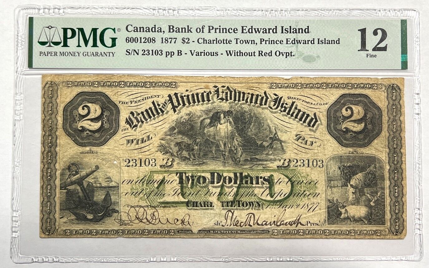 1877 - Canada - Bank of Prince Edward Island - $2 Dollars Banknote F12