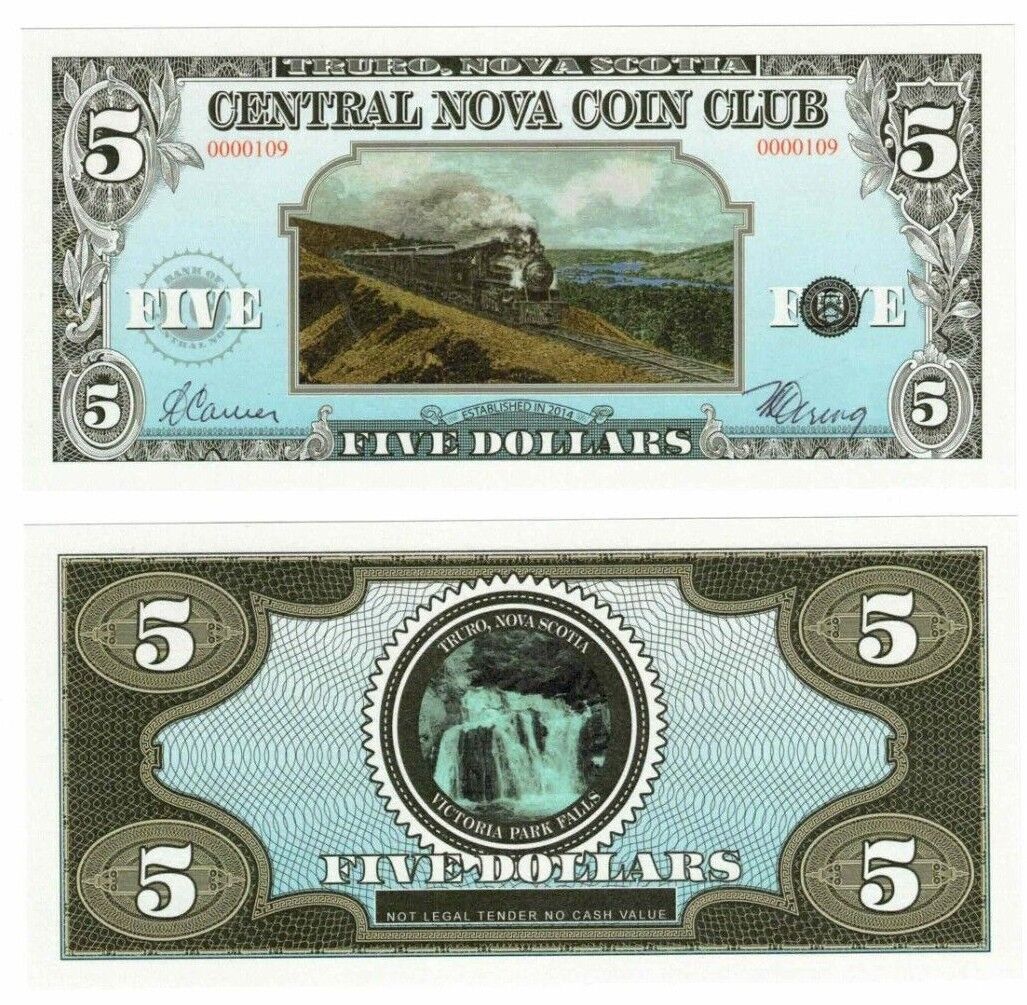 2022 Canada Private Club Fantasy Banknote Issue - Nova Scotia 5 Dollars - Train