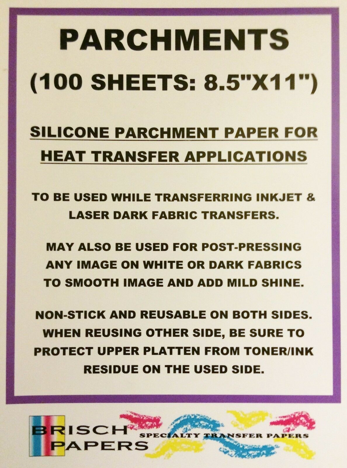 Silicone Parchment Paper For Heat Transfer Applications (8.5"x11") 100 Sheets/pk