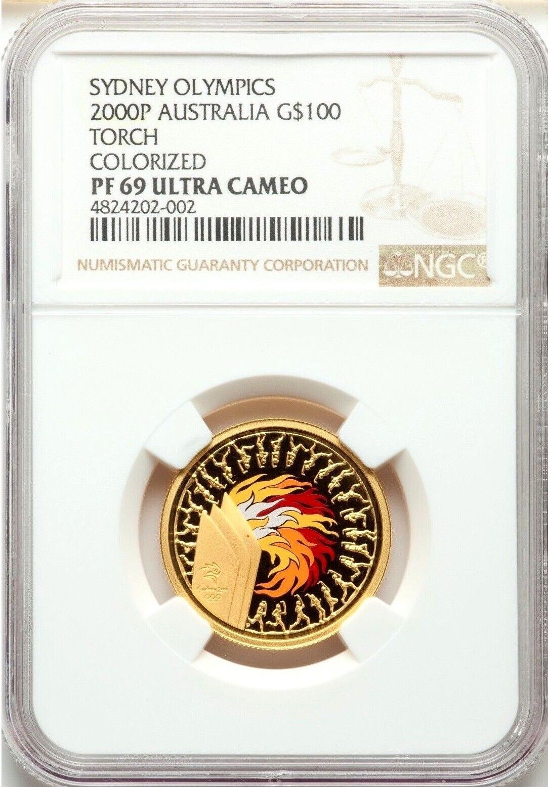 Australia 2000 Gold Coin 100 Dollars Sydney Olympics Torch Ngc Pf69