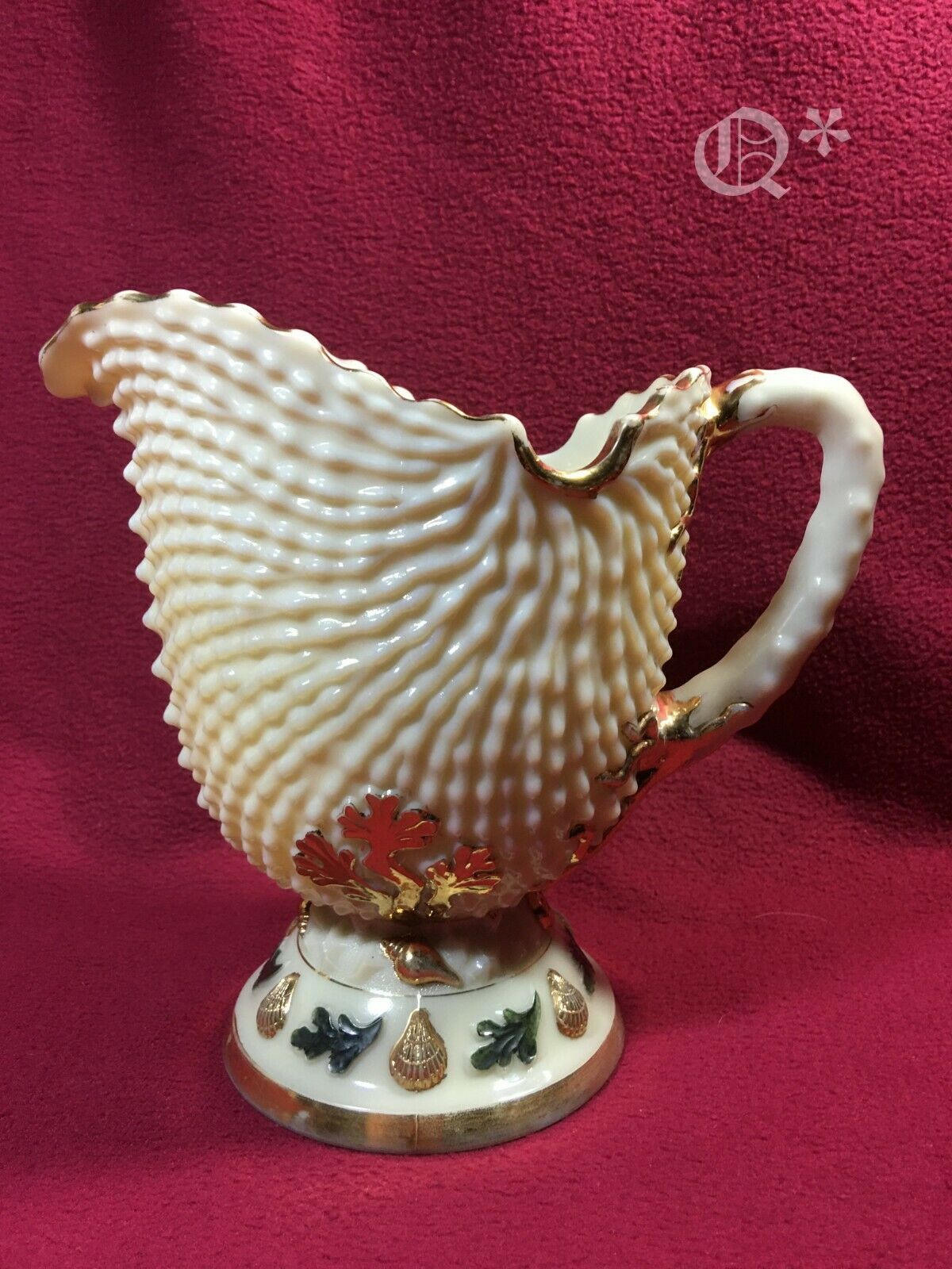 1900s Northwood Pitcher Custard Glass Gilded with Sign