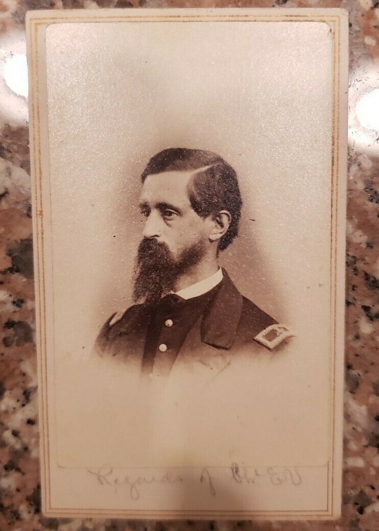 Original Civil War Soldier Photograph Cdv Identified Signed Charles Vaughan