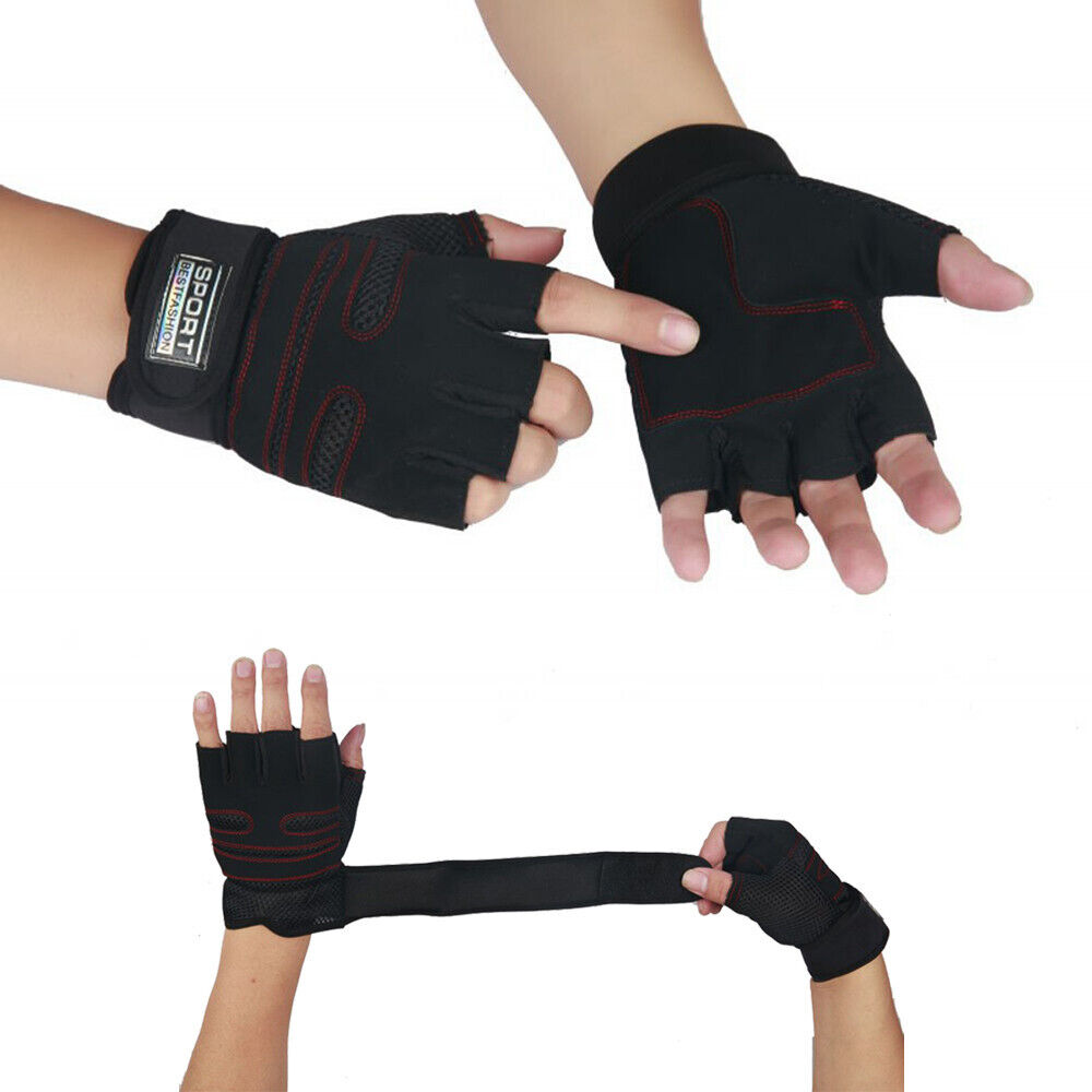 Weight Lifting Gym Gloves Training Fitness Wrist Wrap Workout Exercise Sports