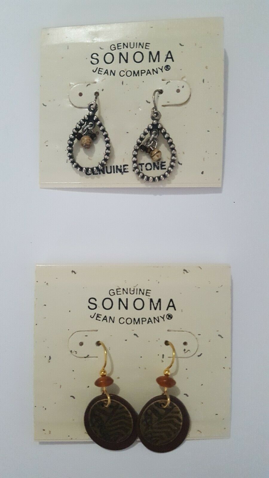 Lot Of 2 Genuine  Sonoma Jean Company Dangle/drop Earrings New On Tag
