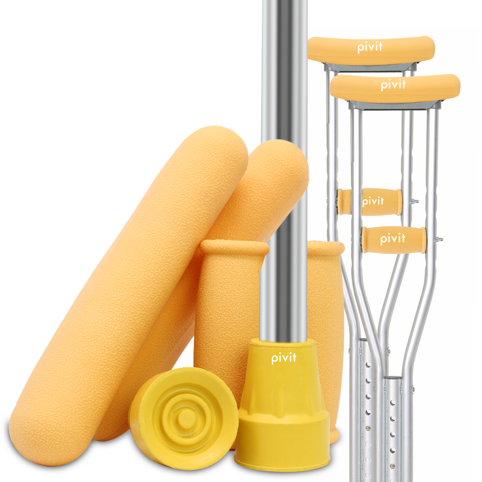 Crutch Accessory Kit Replacement Parts Set 6 PCS Fits Standard Aluminum Crutches