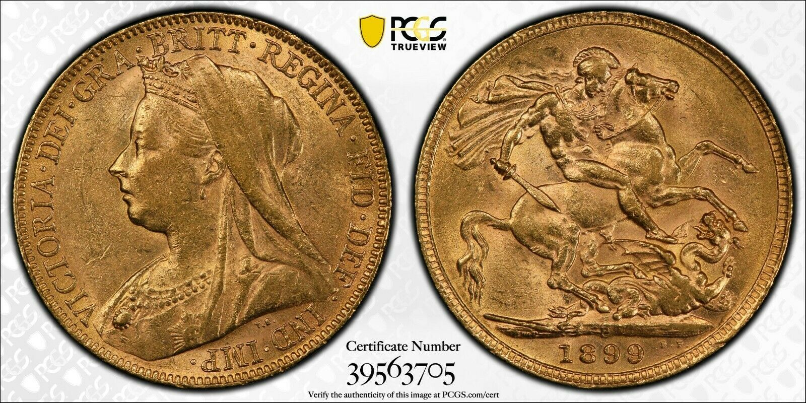 Rare 1899p Perth Sovereign First Year 690,992 Minted Pcgs Au55 .