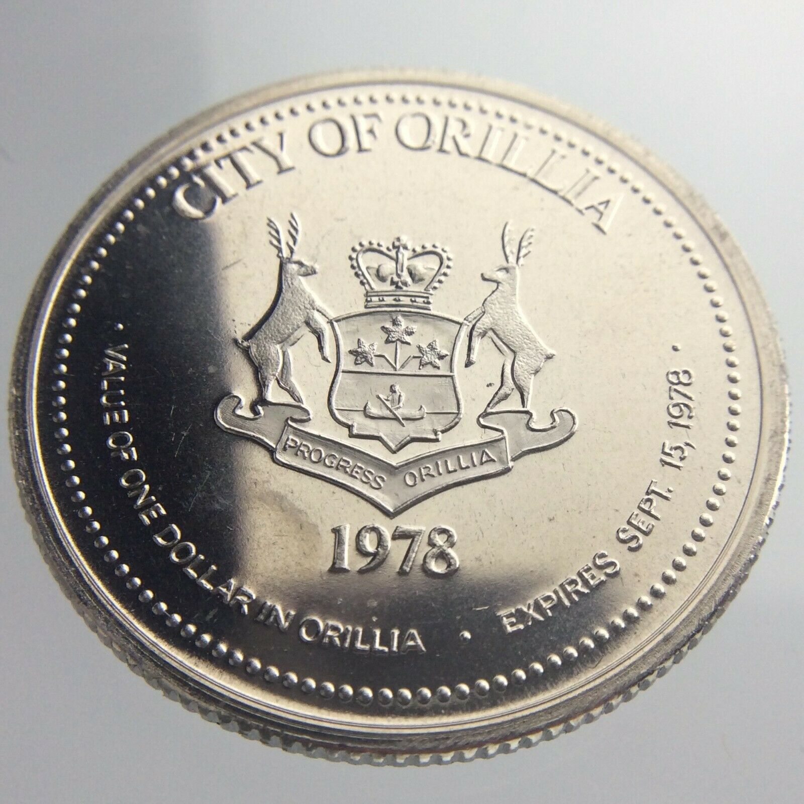 1978 City Of Orillia Ontario Sunshine Trade Dollar Mariposa V373