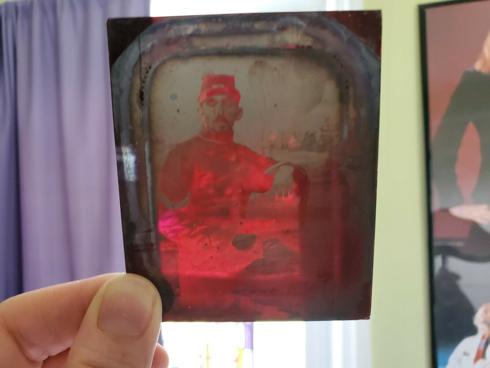 1860s Ruby Ambrotype Civil War Soldier In Full Case