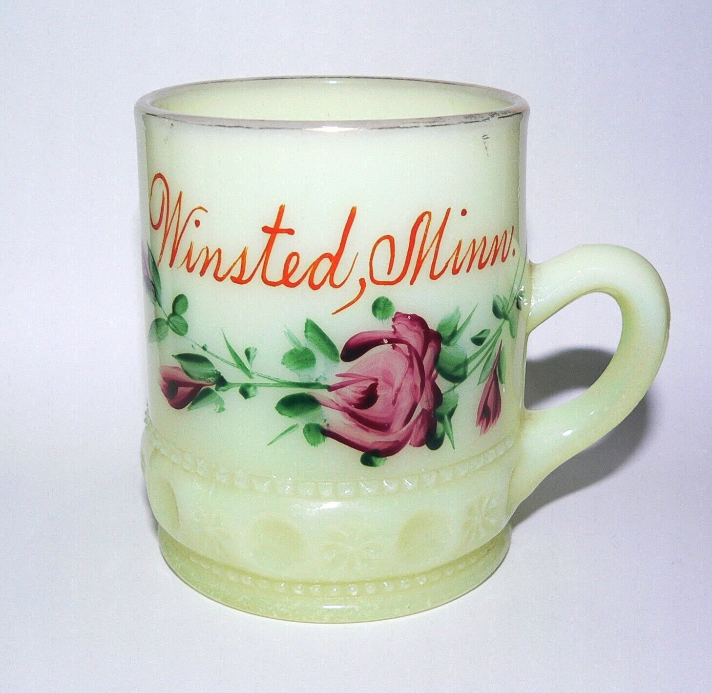 Winsted Minnesota Minn Mn Souvenir Custard Glass Cup Mug 1890-1910