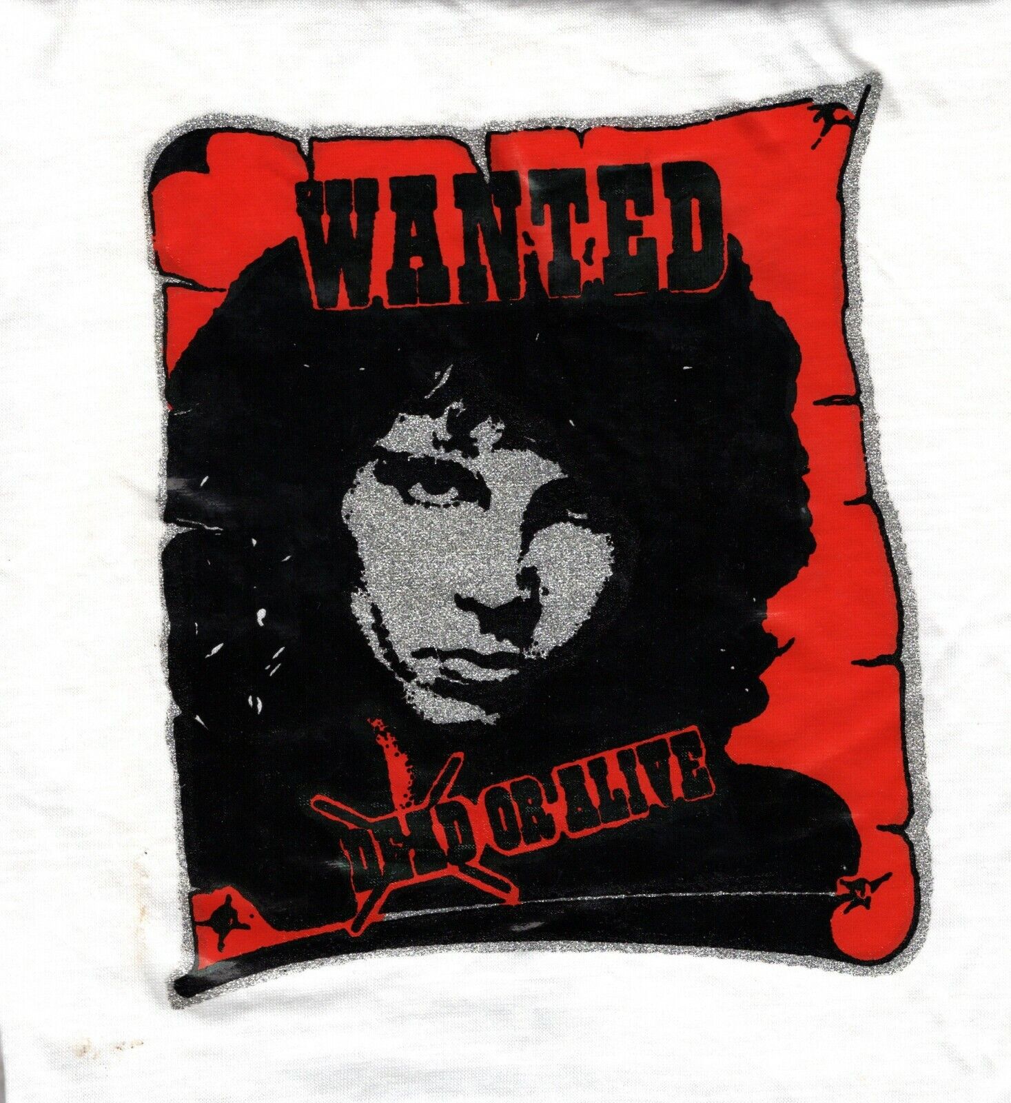 Vintage The Doors/jim Morrison "wanted" 1980s T-shirt Red Iron On-size Large-