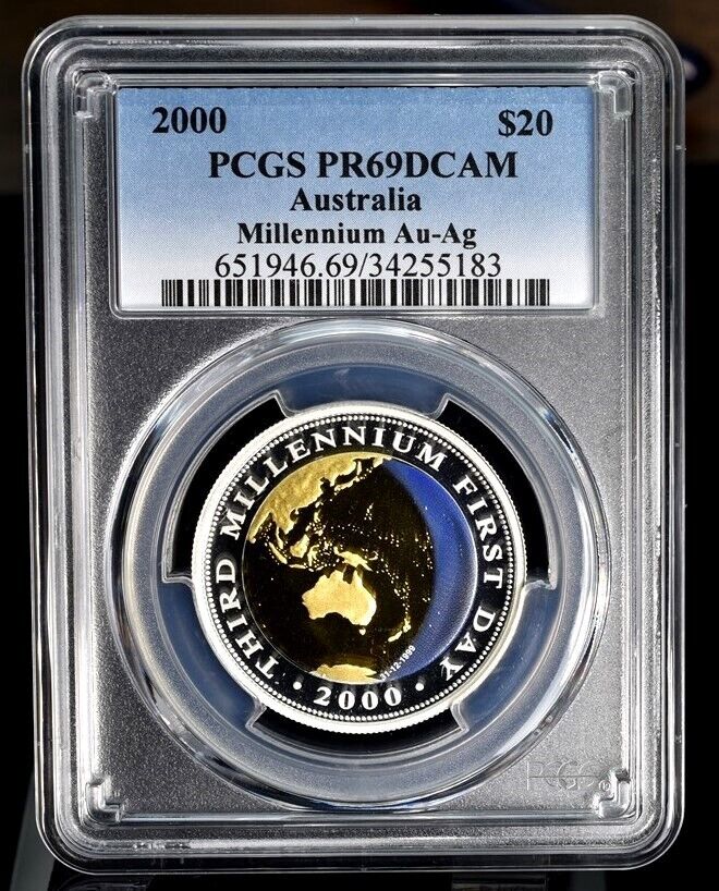 2000 Australia Millennium Au $20 Bi-Metal Silver/Gold Coin