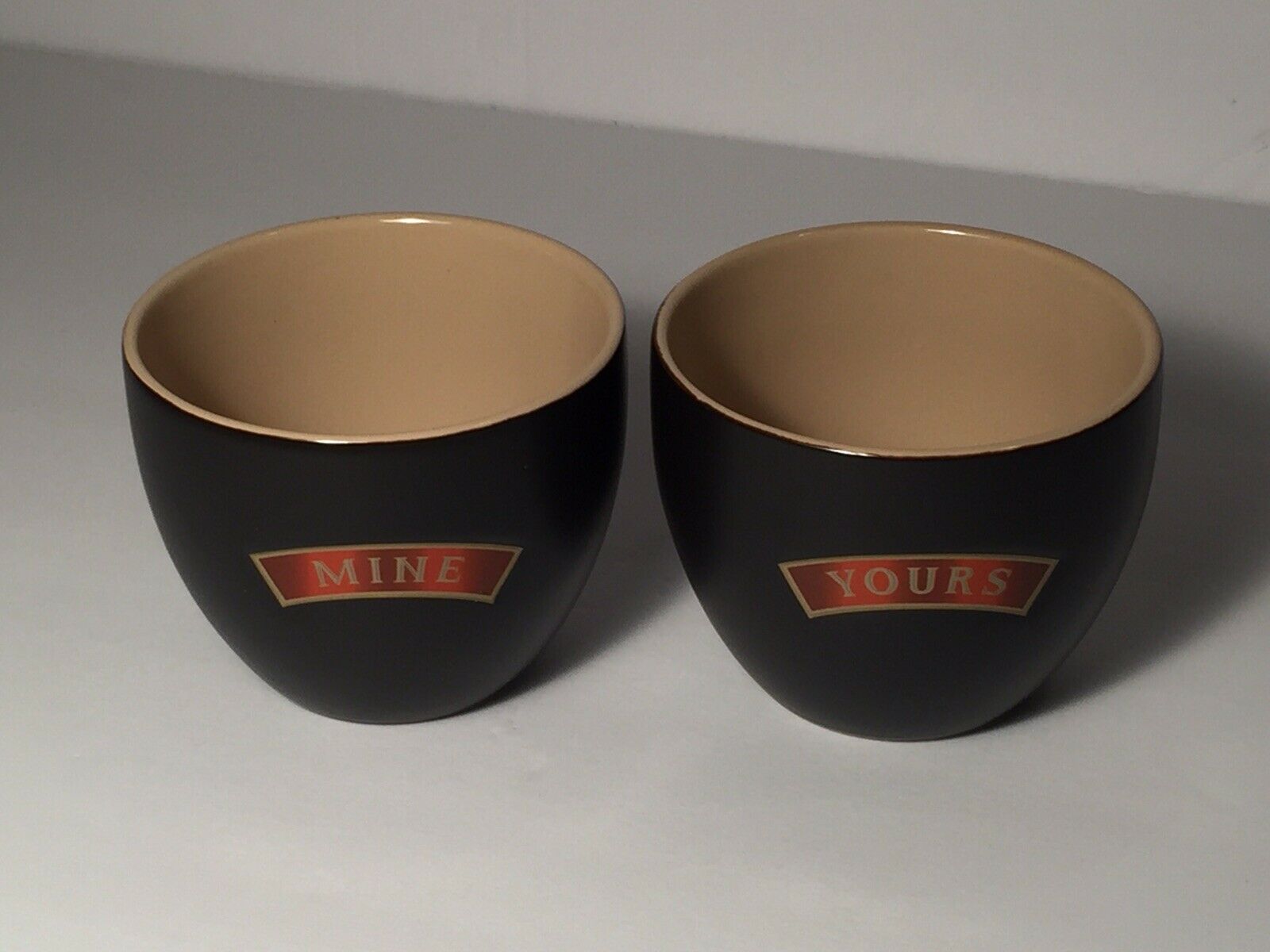Baileys Iris Cream Set Of 2 Embossed Yours Mine Cups / Bowls 8 Fluid Oz