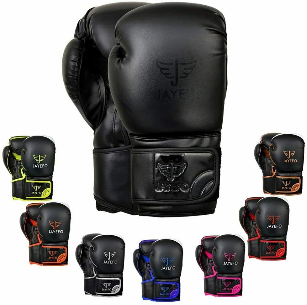 Leather Boxing Gloves Muay Thai Training Punching Bag Sparring Mma Kickboxing