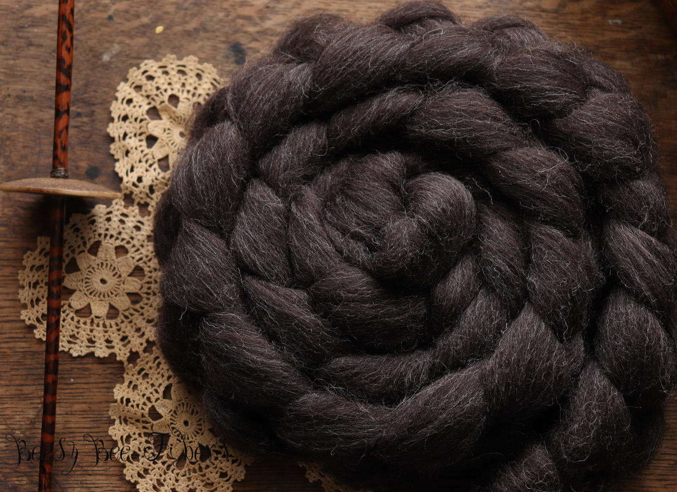 Shetland Natural Brown Undyed Combed Top Wool Roving Spinning Felting Fiber 4 Oz