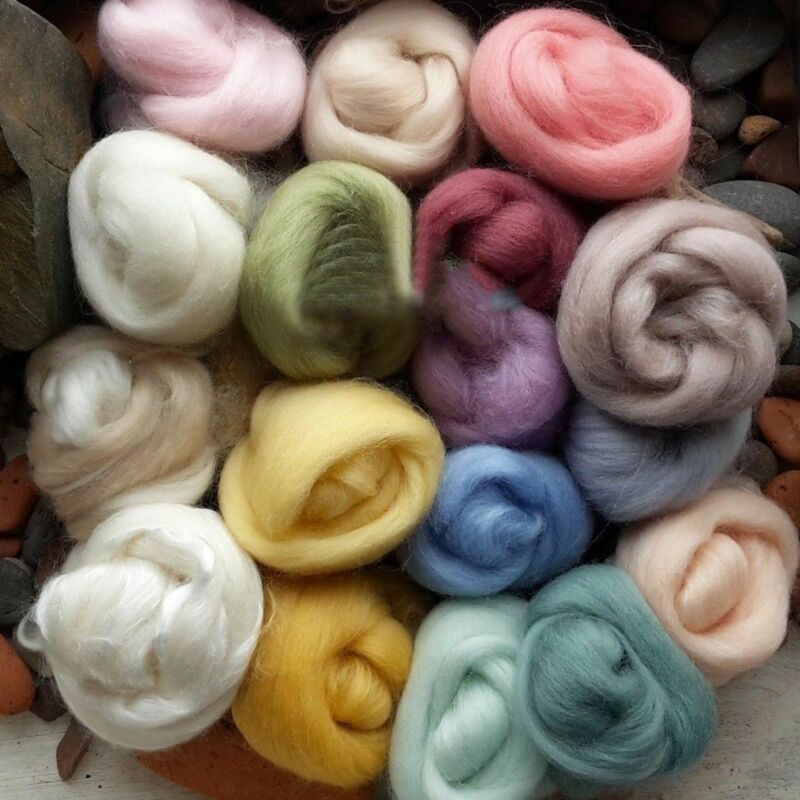 Retro Lot of 17 colors 5g Wool Fibre Roving For Needle Felting Hand Spinning