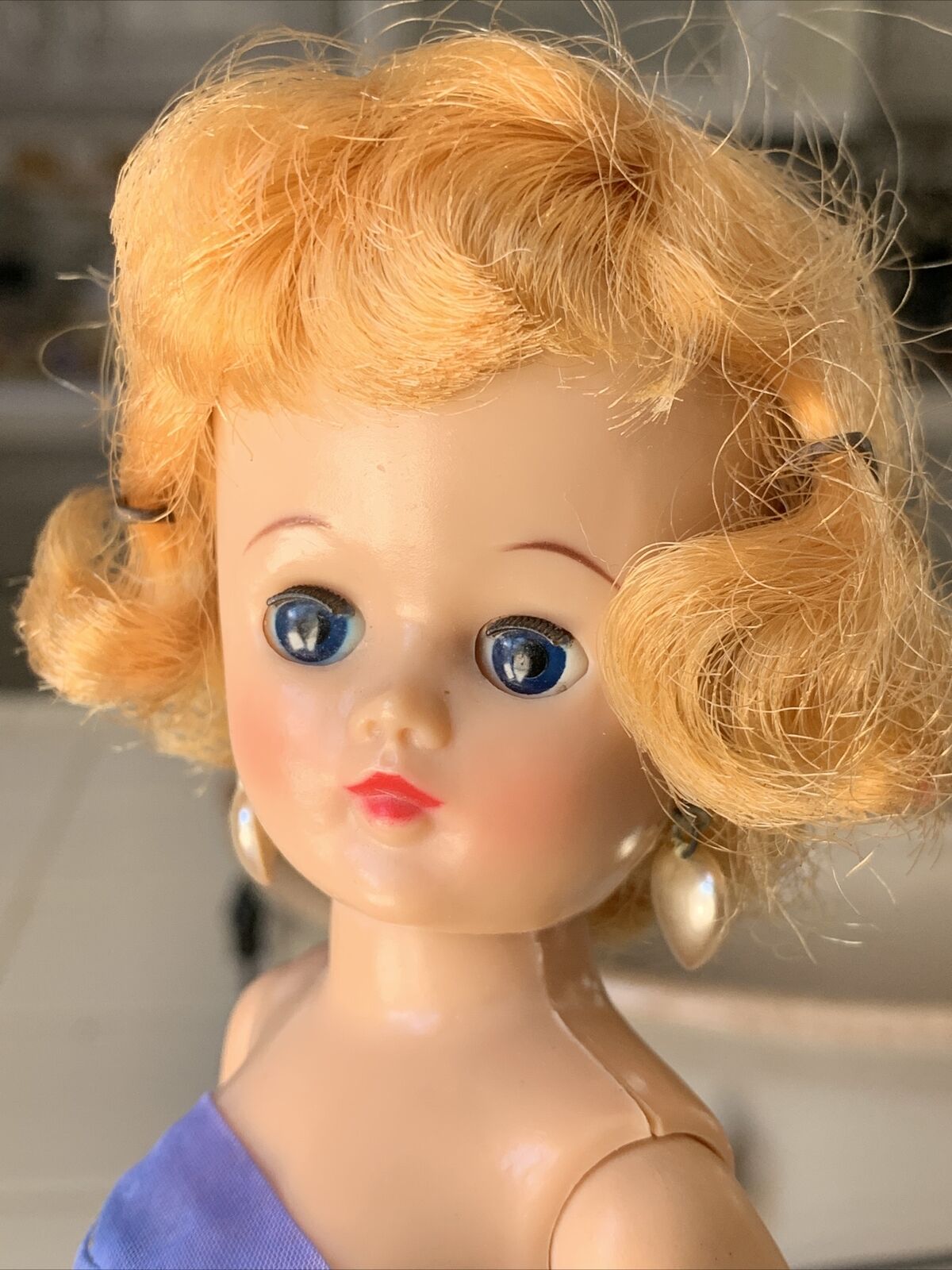 Vintage 10” Vogue Jill Doll In Tagged Dress Beautiful Color And Wig 1957